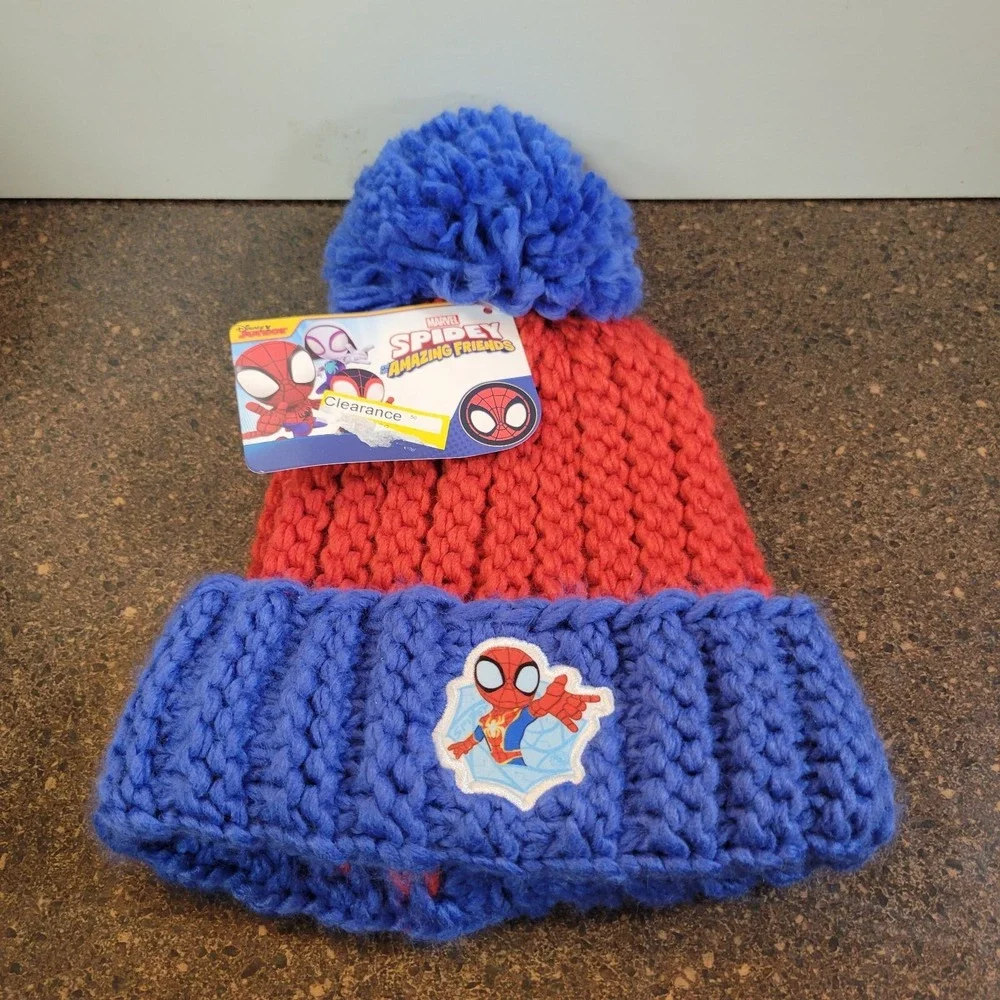 Spidey and His Amazing Friends Toddlers Spider-Man Beanie Hat Red Chunky Knit